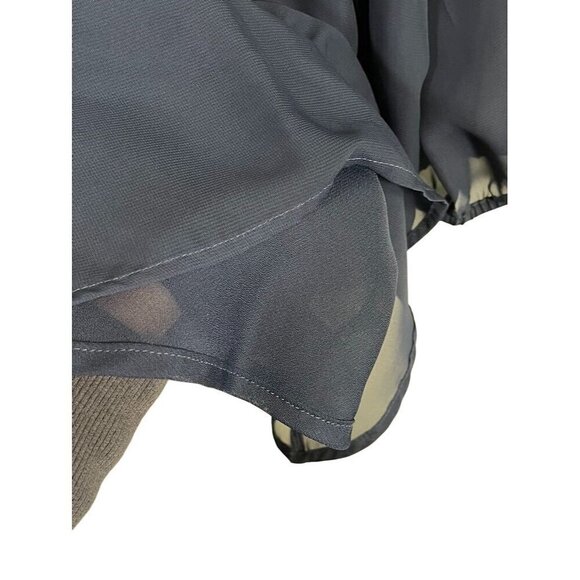 Retro Coastal Top L Blue Sheer Crochet Boho Embroidery Peplum Neutral Preppy 80s - Picture 9 of 14